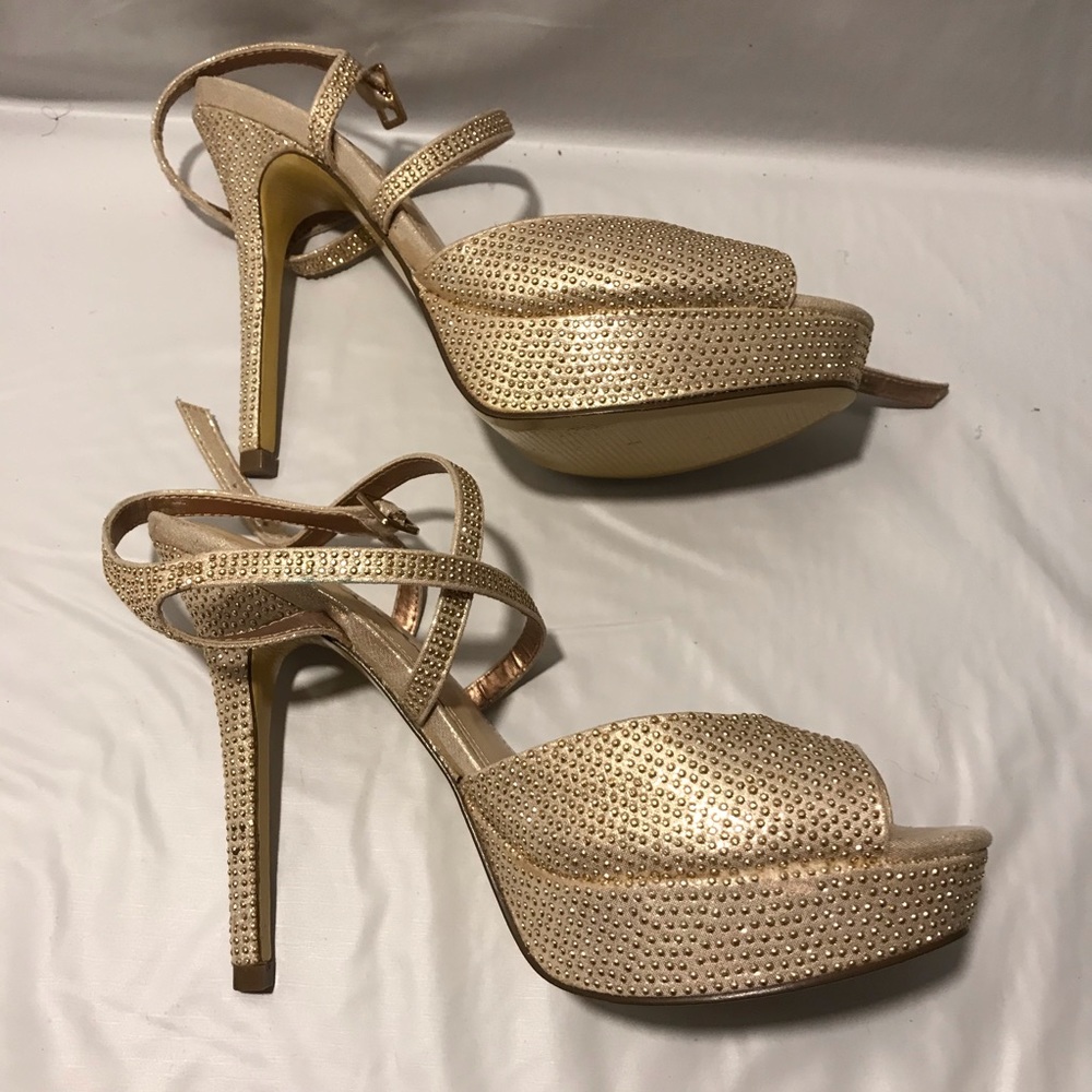 Xmas Gold Criss Cross PLATFORM HEEL
